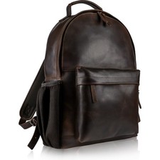 Handmade Leather Backpack Outer Pocket Fits 15.6" Laptop Professional Mens Bag