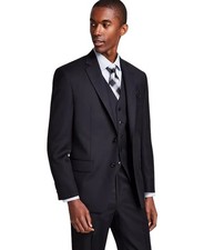 Michael Kors Mens Classic fit Suit Jacket Blazer 42 S Black Solid Stretch Wool