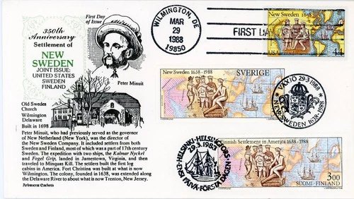 1988 Sc # C117 New Sweden Joint FDC with Sweden and Finland