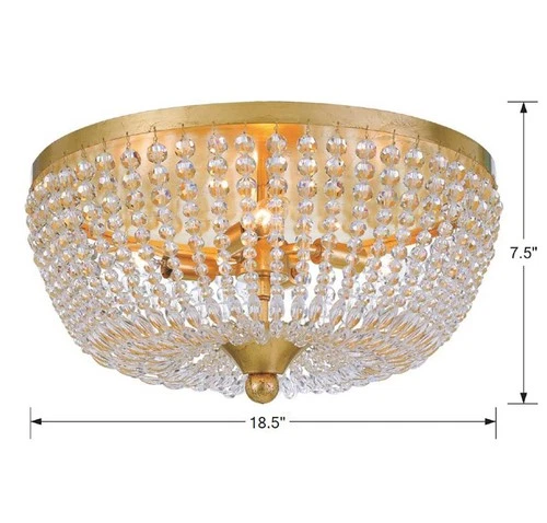 Crystorama Rylee 18" Wide Antique Gold Ceiling Light - Picture 6 of 6