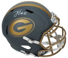 Jordan Love Autographed Green Bay Packers Slate Speed Full Size Helmet Beckett
