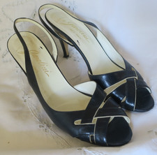 Vintage Garolini Pumps/Slingback Navy Cream Made In Italy Size 8N
