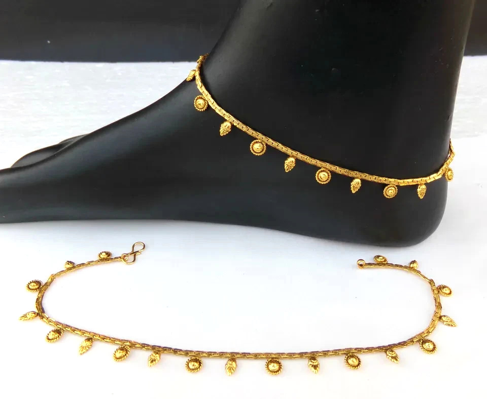 Indian Gold Plated Payal Foot Designer Chain Anklet Set Ethnic Fashion Jewelry