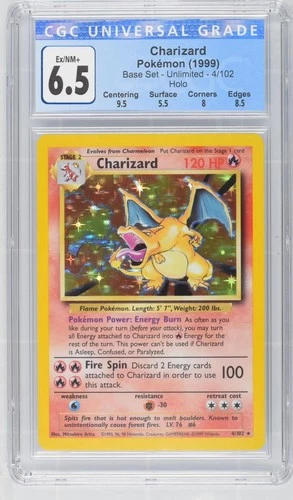 New ListingCharizard 004/102 Base Set Holo - CGC 6.5 -Pokemon Card 🔥w/ Subgrades! Case DMG