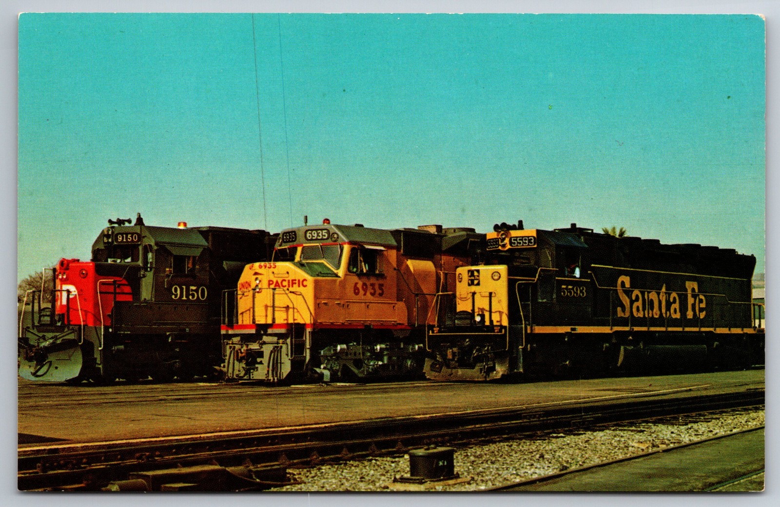 Santa Fe Union Pacific Diesel Locomotive Southern Pacific On Display Postcard Z1