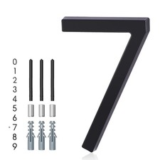 6 Inch Floating Modern House Number 7 Black Address Plaque Decoration