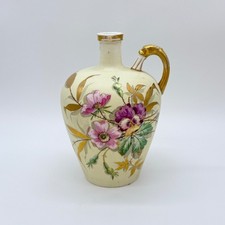 Antique K.T.&K. Hand-Painted Floral Pitcher With Gilded Handle 