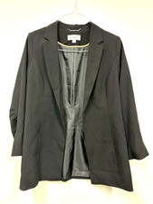 Calvin Klein Women's Open front Long blazer Jacket Black Petite Size 12P NEW