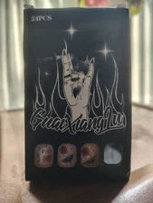 Red Aspen Stage Dive Sarai Press On Nails Short Square Pink Zebra Leopard Hearts