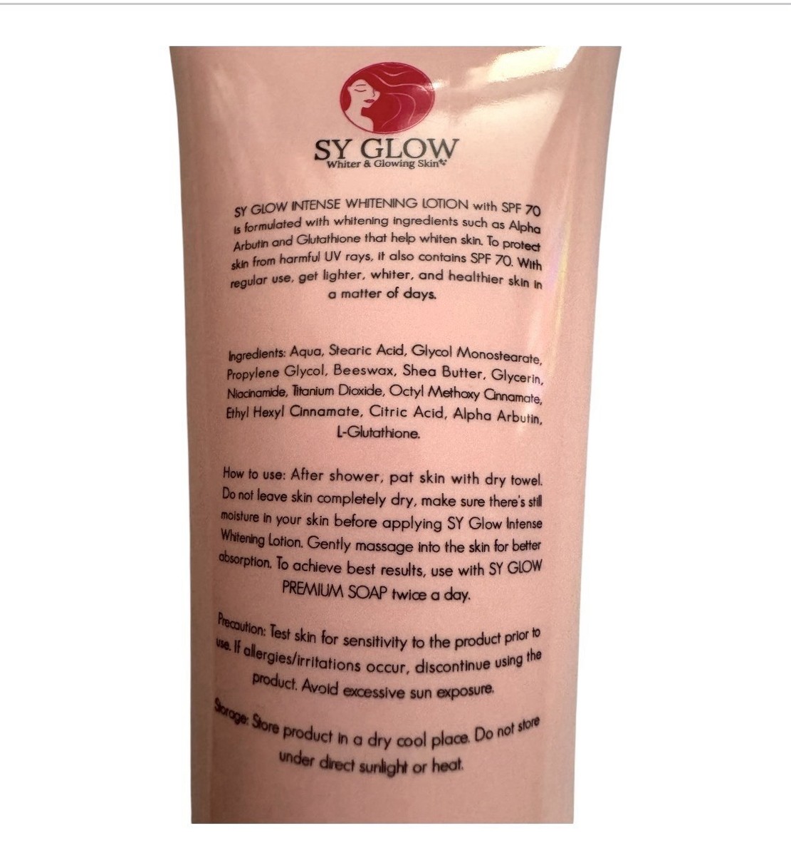 lotion l-glutathione spf 70 SY GLOW Intense Whitening Lotion SPF 70 Alpha Arbutin & Glutathione, 250ml