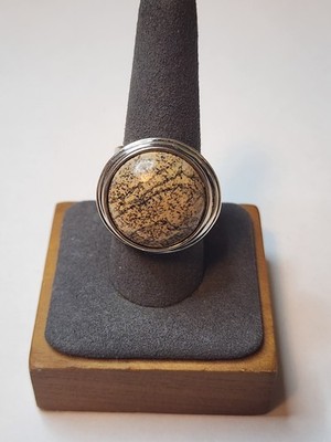 Vintage RLM Studio Sterling Silver And Jasper Ring Sz-9 #3143