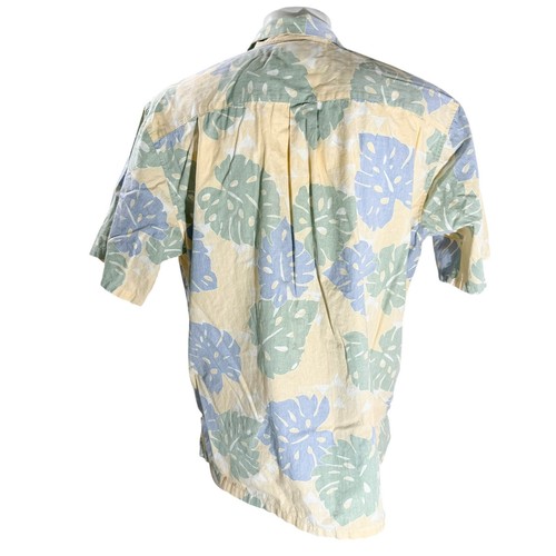 Cooke Street Hawaiian Shirt 2XL Floral Leaf Fronds Reverse Print Yellow Blue - Picture 3 of 6