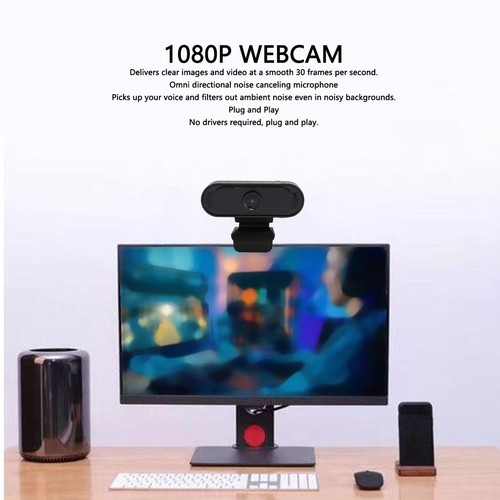 Webcam With Noise Reduction Mic 1080P HD 30FPS USB Web Camera Plug And Play F CB - Afbeelding 12 van 22