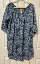 Ruby Rd Dress Plus Size XL Blue Floral Chambray Coastal Cowgirl Frstival Boho EC