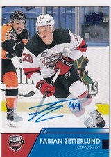 2021-22 UPPER DECK AHL HOCKEY FABIAN ZETTERLUND AUTOGRAPH