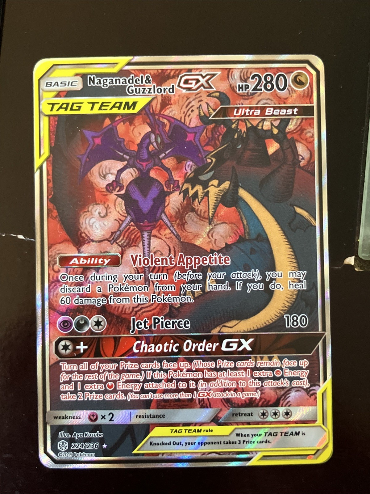 Naganadel & Guzzlord GX 224/236 (S&M Cosmic Eclipse 2019) Alt Art NM