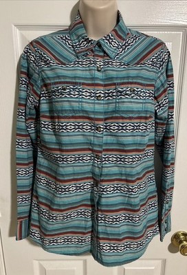Ariat REAL Womens Pearl Snap Western Shirt Aztec Southwestern Print Small Rodeo
