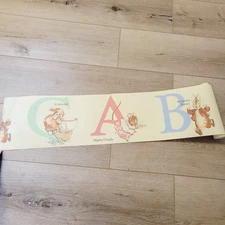 Vtg Beatrix Potter Tale of Benjamin Bunny Wallpaper Border ABC Nursery READ