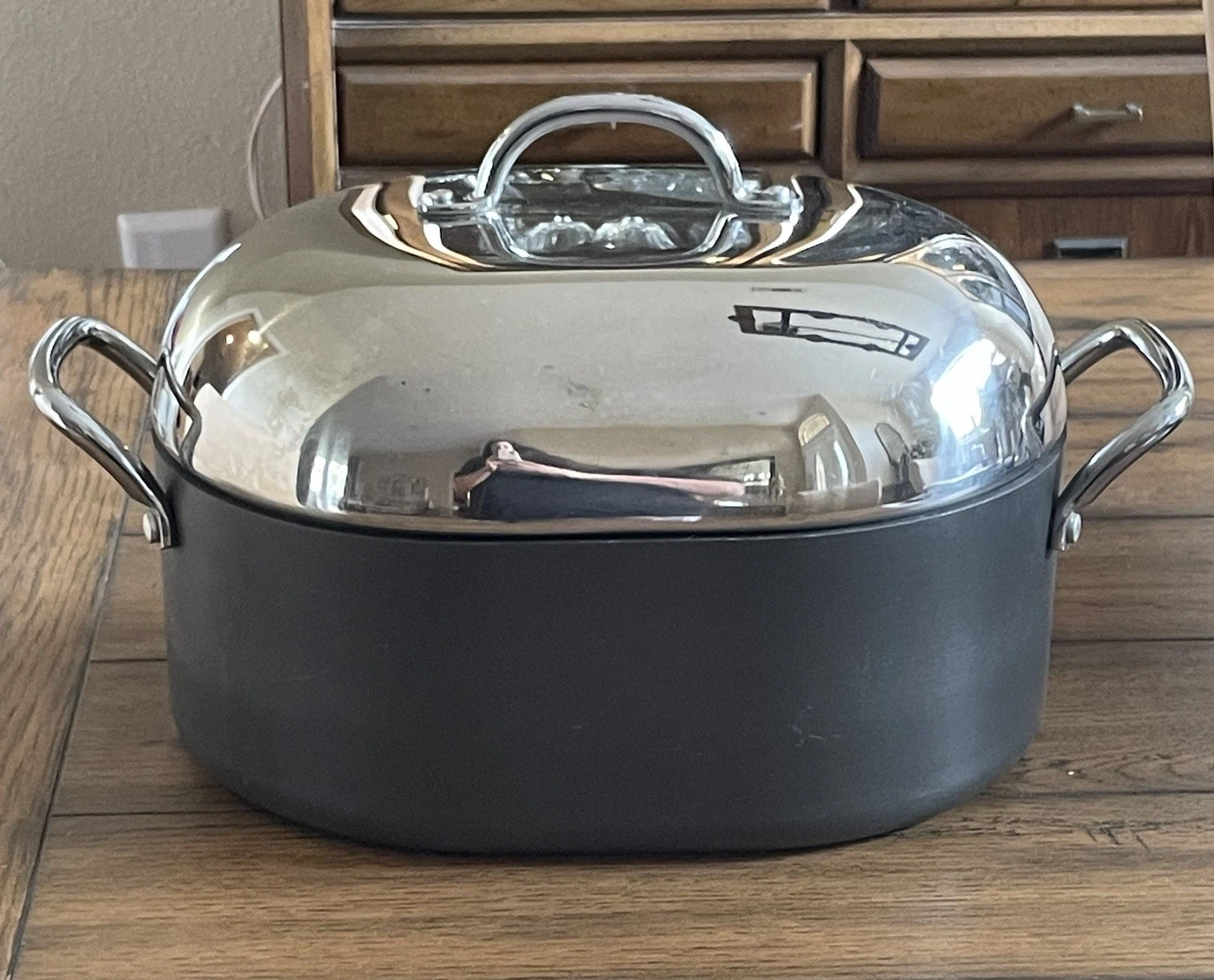 Rare Circulon Hard Anodized Oval Roasting Roaster Pan Dutch Oven 8 Qt.