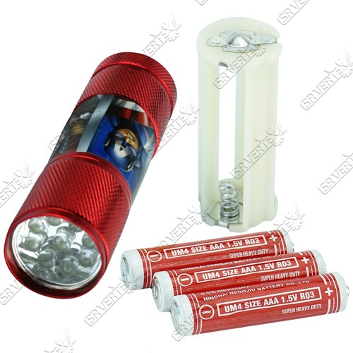 Kids Licensed Disney Cartoons Aluminium 9 LED Torch Light Boys Xmas Gift 8.7cm - Picture 161 of 302