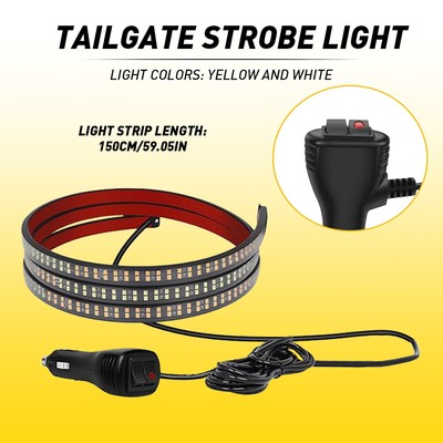 60'' Truck Strobe Light Strip Running Board Warning Flash Light Amber/White K