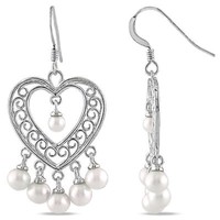 Catherine Catherine Malandrino Silver 3.5-5.5 Mm Pearl Chandelier Heart Earrings on sale Catherine Catherine Malandrino Silver 3.5-5.5 Mm Pearl Chandelier Heart Earrings on sale