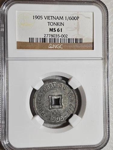 Vietnam Tonkin 1/600 Piastre 1905 NGC MS 61