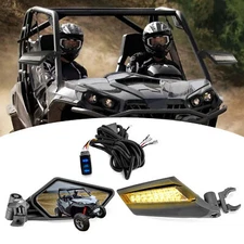 Side Racing LED Mirrors+Turn Signal Wire For Yamaha YXZ1000R Wolverine Rhino