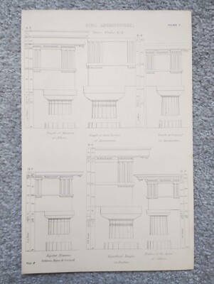 Beispiele bürgerlicher Architektur in Athen und Agrigentum - antiker Druck - 1875
