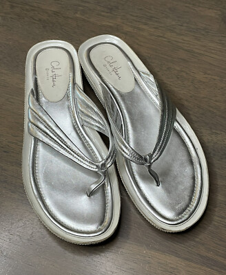 Cole Haan G Series Flip Flop Sandals Shoes Womens Silver