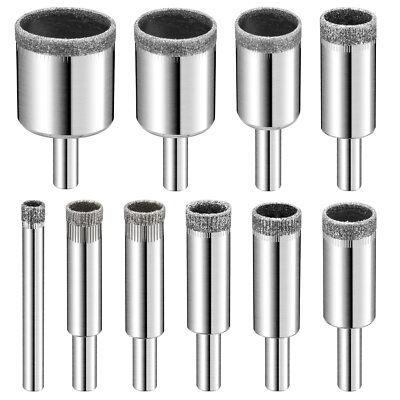 Diamond Drill Bits Set 10 PCS Diamond Hole Saw Set Glass Drill Bit for Cerami...