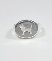 Silberner Chevalier-Ring Mit Silhouette Eines Hundes Der Rasse Chihuahua Im Bas