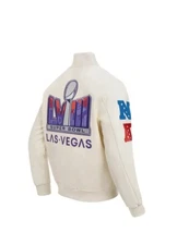 🚨🔥Super Bowl LVIII Las Vegas Leather Wool Jacket White Limited Edition Chiefs!