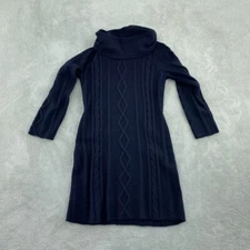 Cynthia Rowley Womens Blue Cable Knit Turtleneck Dress L 0199