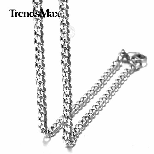 3/5/7mm 7-36" Silver Stainless Steel Cuban Curb Chain Necklace Bracelet Hot Sale - Picture 6 of 27
