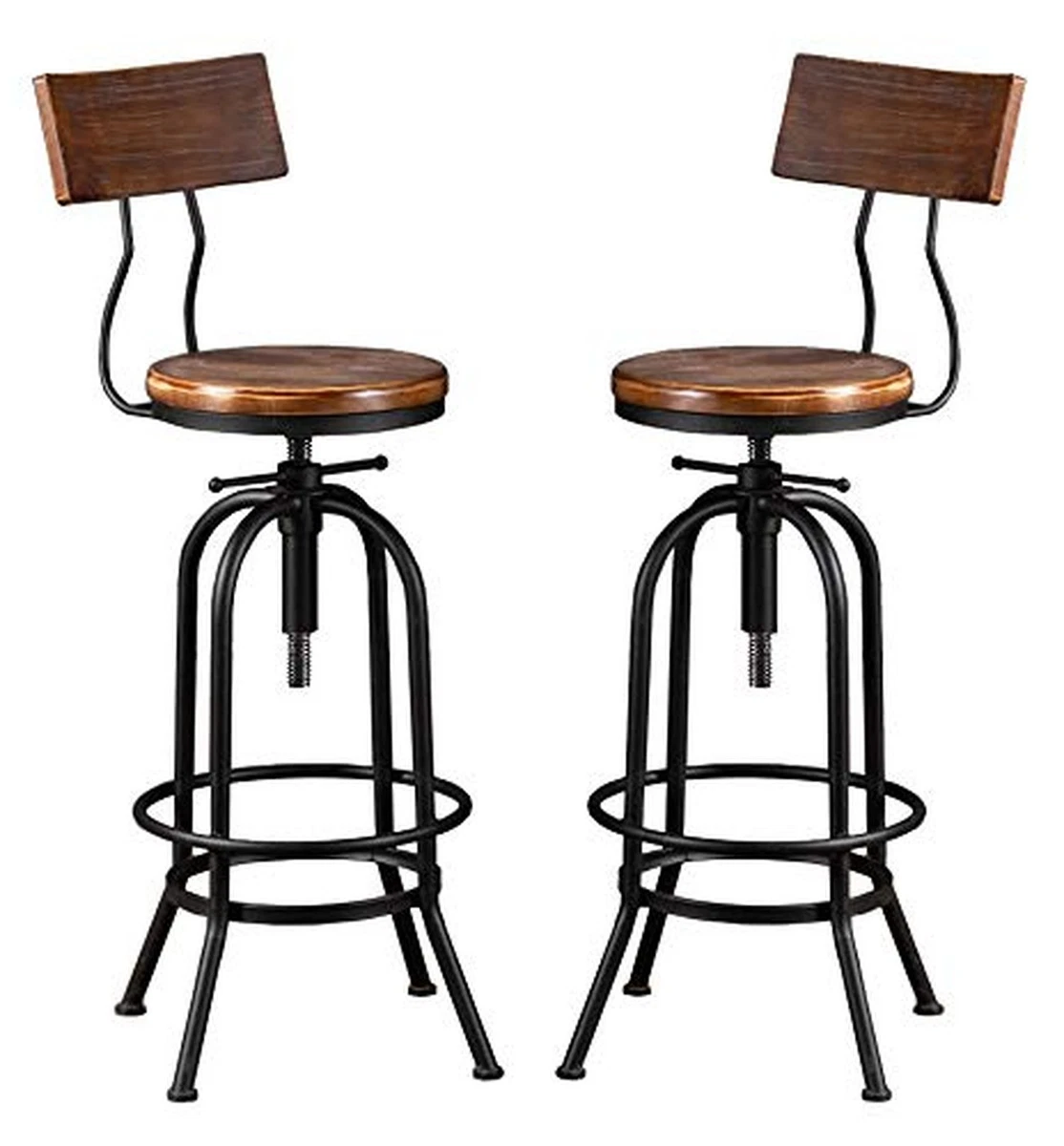 LOKKHAN Industrial Bar Stool 26 32 Inch Adjustable Swivel Round