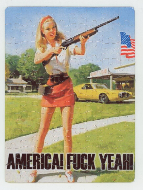 Shotgun Blonde America F@%k Yeah Puzzle - 80 pieces - Vintage Patriotic Design
