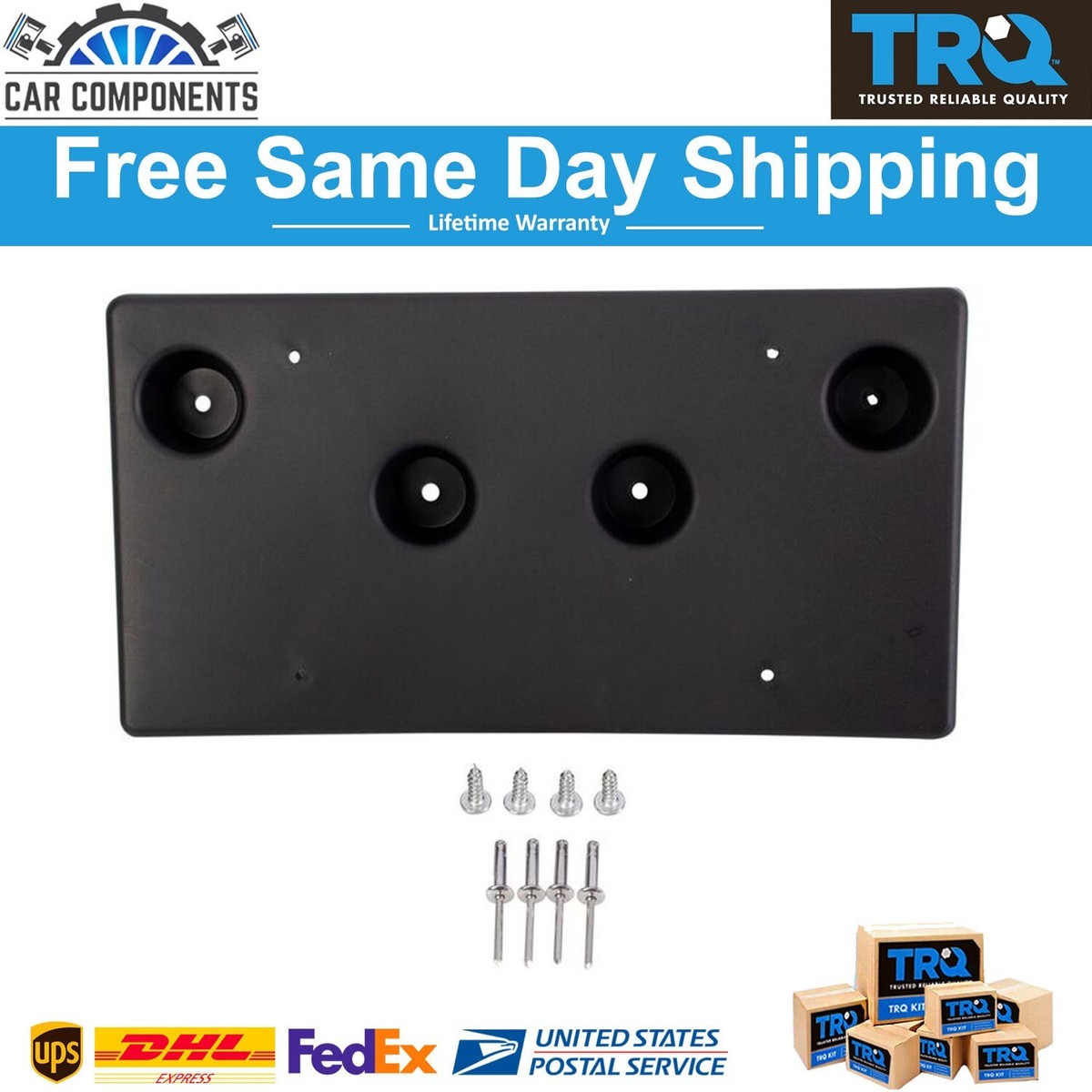TRQ Front License Plate Bracket For 2022-2024 Chevrolet Equinox | OEM Replacement | Black Plastic Mount - View #3