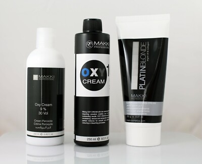 MAKKI HAIR SUPER BLEACH KIT PLATIN BLONDE CARING  + OXY CREAM HYDROGEN PEROXIDE