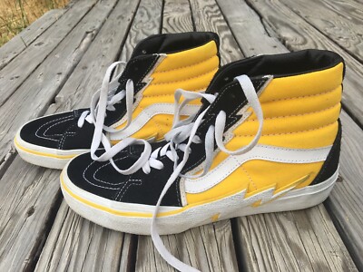 Vans Sk8 Hi Racing Yellow Black Lightning Bolt 721454 Size 8  display picture 2