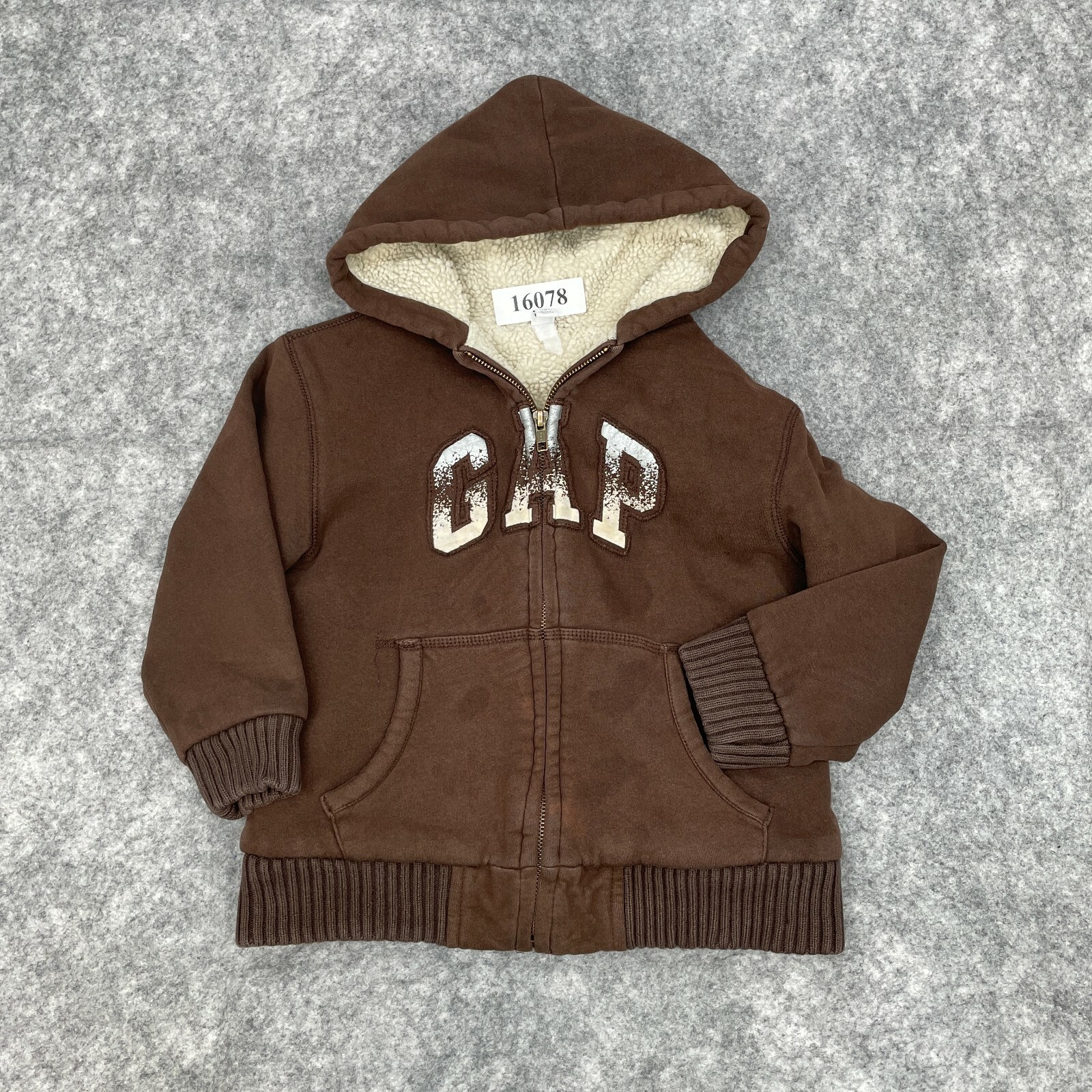 Gap Kids Hoodie Zip Sweatshirt Jacket Kids XS 4-5 Brown Sherpa Lined | eBay