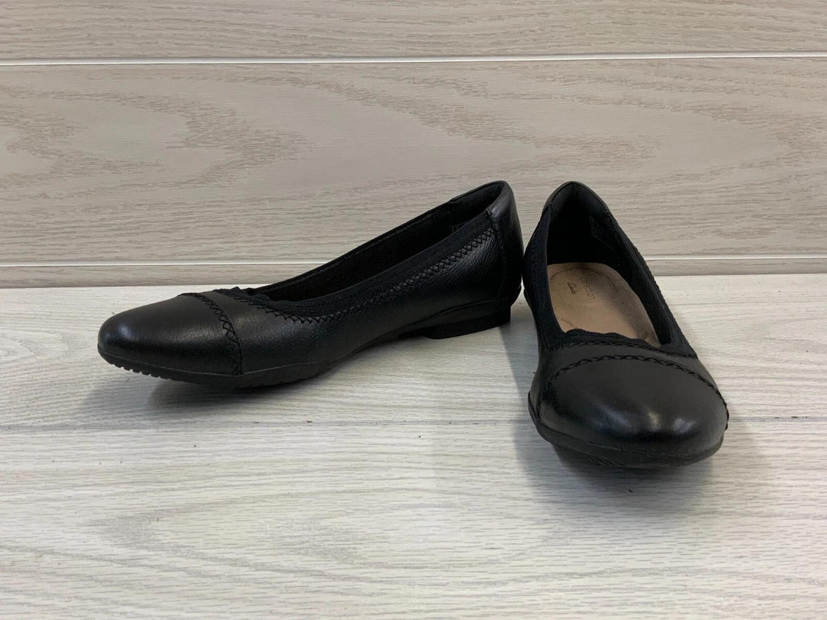 Clarks black sales flats