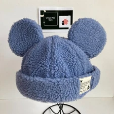 Japan Tokyo Disney Resort Store Ears Mickey HeadBand Hat Blue Fluffy Boa CAP