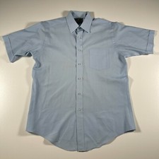 Givenchy Monsieur Button Down Shirt Mens 15.5 Blue Cotton Blend Short Sleeve