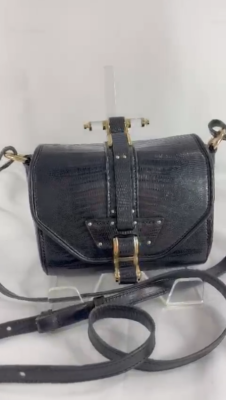 GIVENCHY Exotic Black Lizard Leather Obsedia Gothic Crossbody Bag