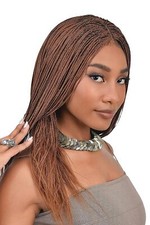 Brown Long Micro Braided Box Braids Wigs None Lace Wig Braided Hair Wigs 22"
