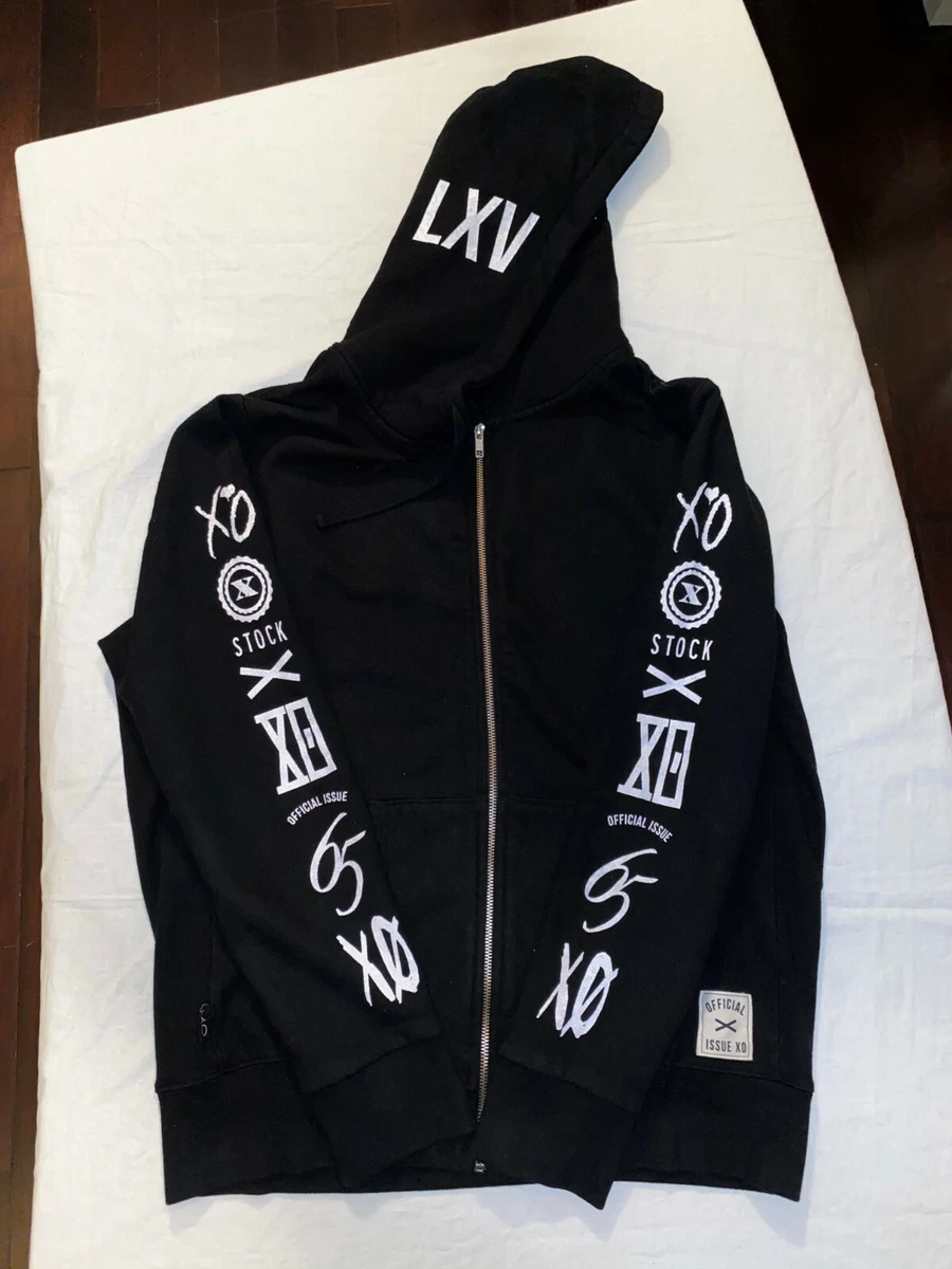 The Weeknd Official Issue XO LXV XIV Zip Up Hoodie Cut and Sew 2014 Black  RARE!