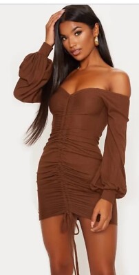 brown mesh tie dress Piper Draped Tie Mesh Midi Dress in Brown - Size 0 to 12