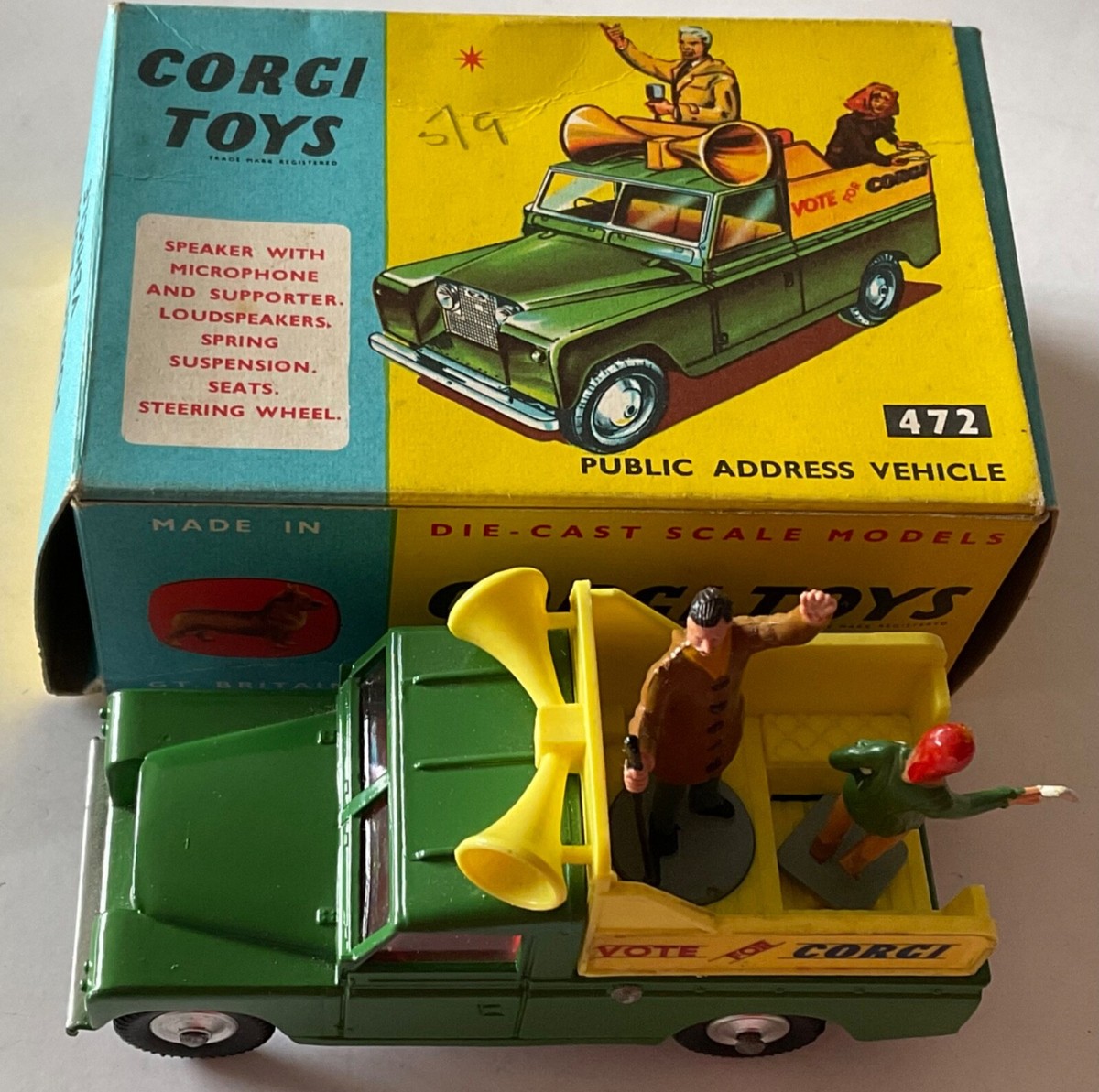 GENUINE CORGI 472. LAND ROVER “VOTE FOR CORGI” NEAR MINT