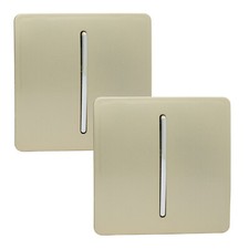 Light Switches 1 Gang 2 Way Screwless Decorative Modern Trendi Switch (2 Pack)
